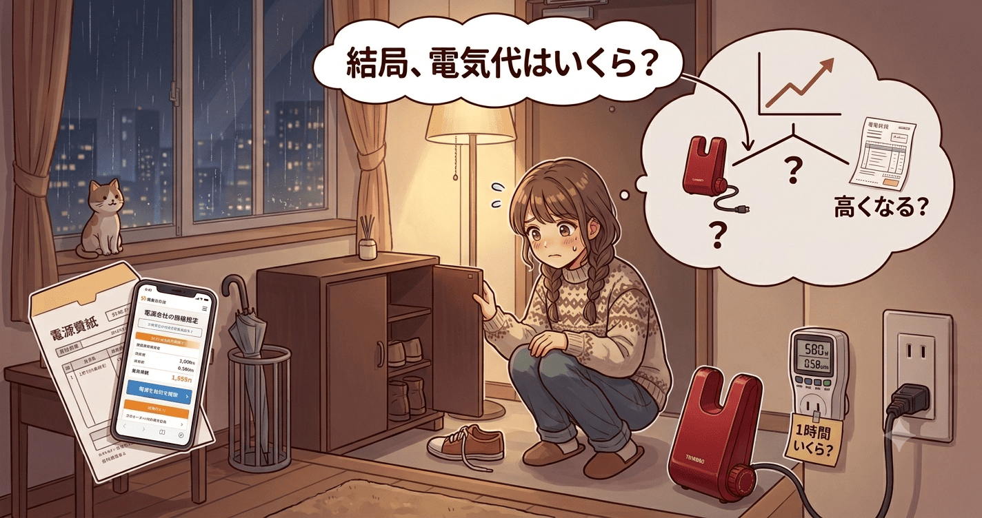 ツインバード靴乾燥機の電気代