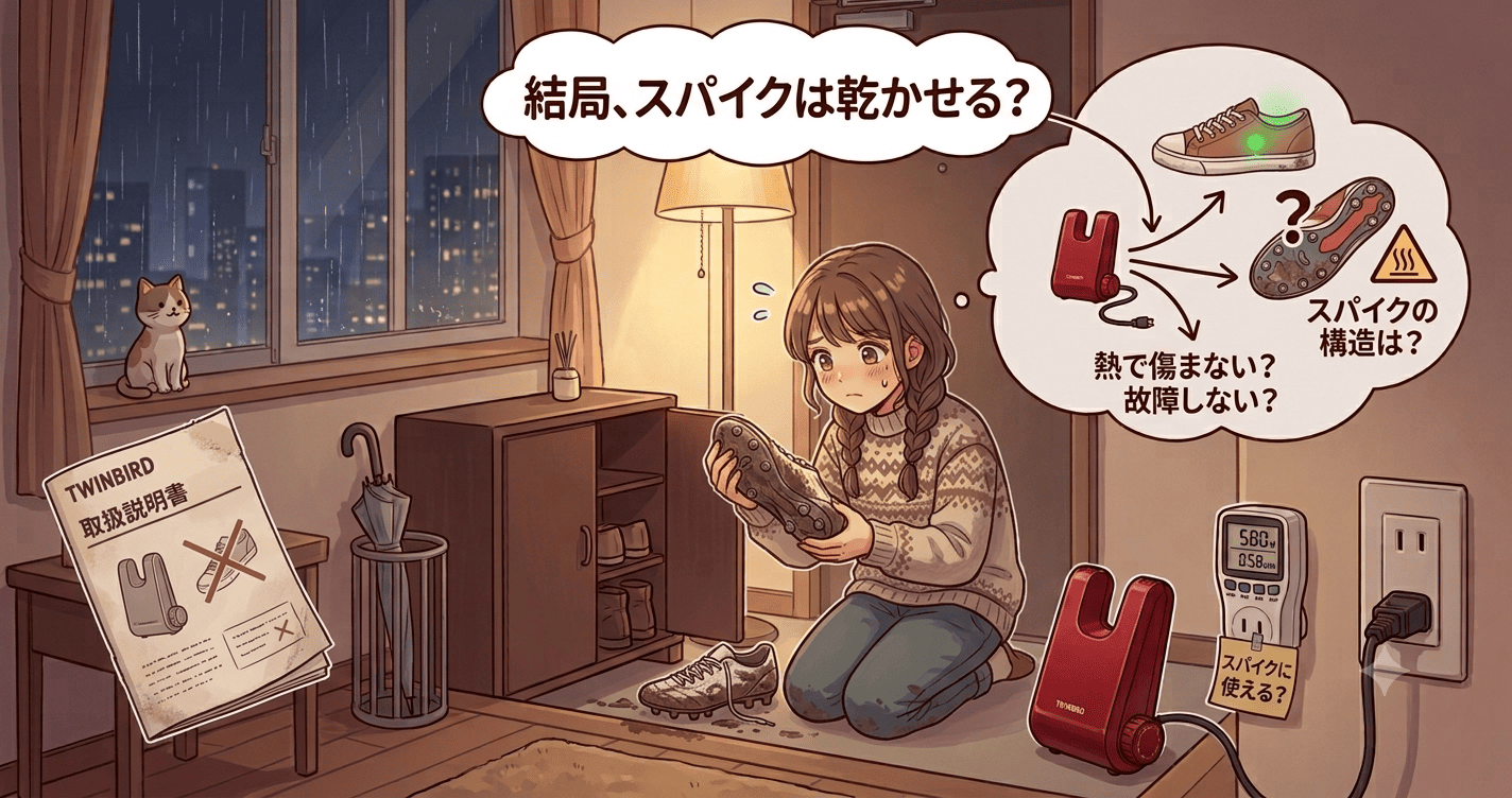 ツインバード靴乾燥機はスパイクにおすすめ